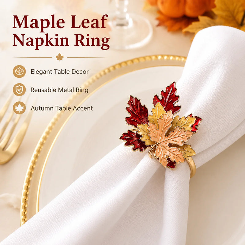 Metal maple leaf napkin rings