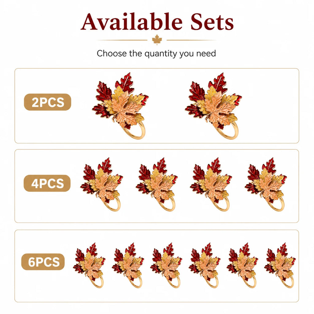 Maple Leaf Napkin Rings – Fall Thanksgiving Table Decor Set