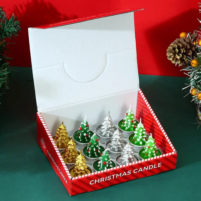 Christmas Candle Set – Hand-Painted Holiday Tablescape Decor, 12-Piece