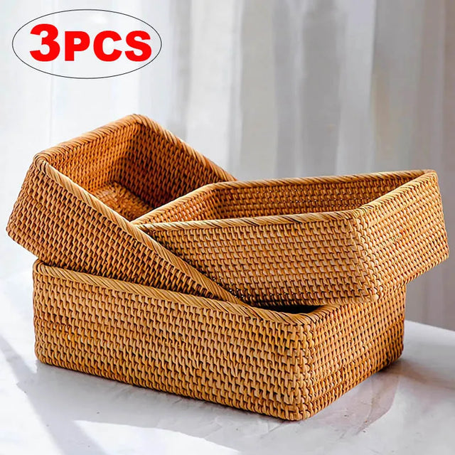 Handwoven wicker storage basket