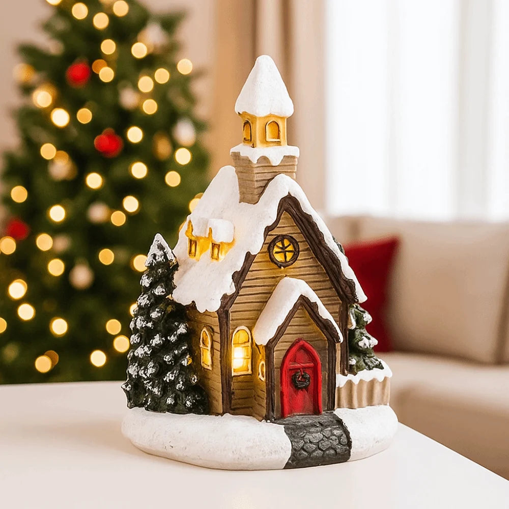 Glowing LED snow house miniature Christmas decor