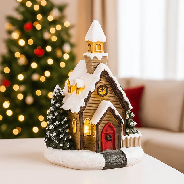 Glowing LED snow house miniature Christmas decor