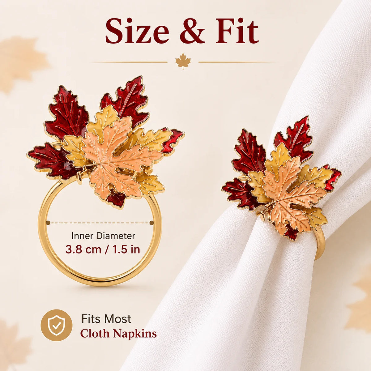 Maple Leaf Napkin Rings – Fall Thanksgiving Table Decor Set