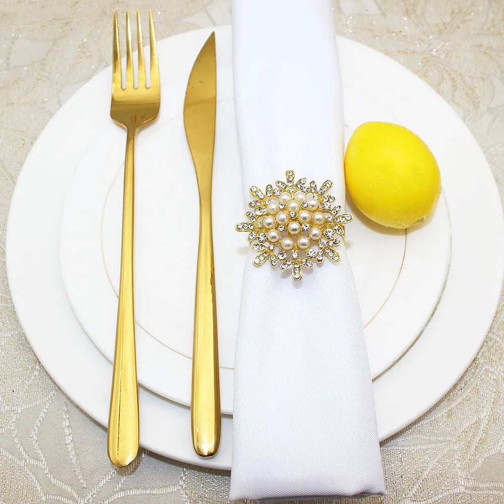 Gold Flower Napkin Ring – Elegant Table Decor for Weddings & Events