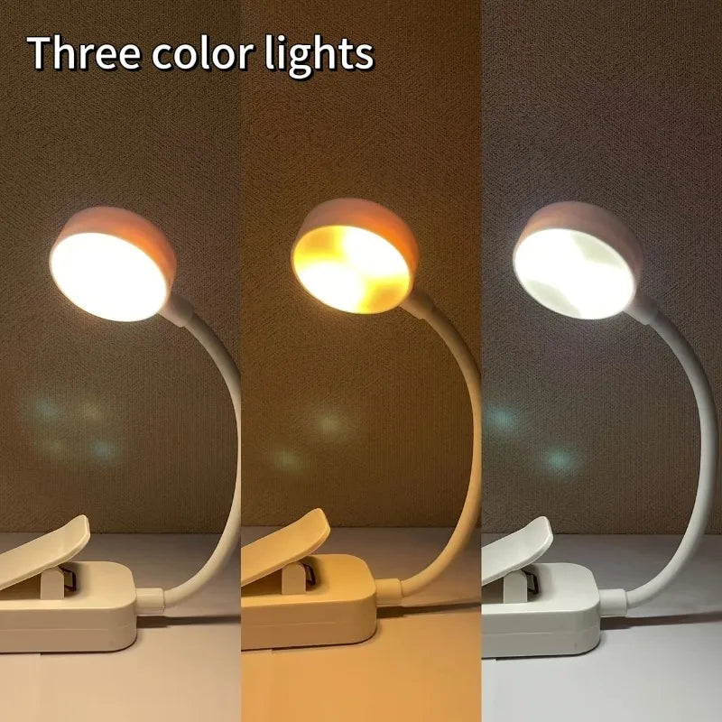 Rechargeable Book Light – USB Clip-On Reading Light, 3 Color Modes