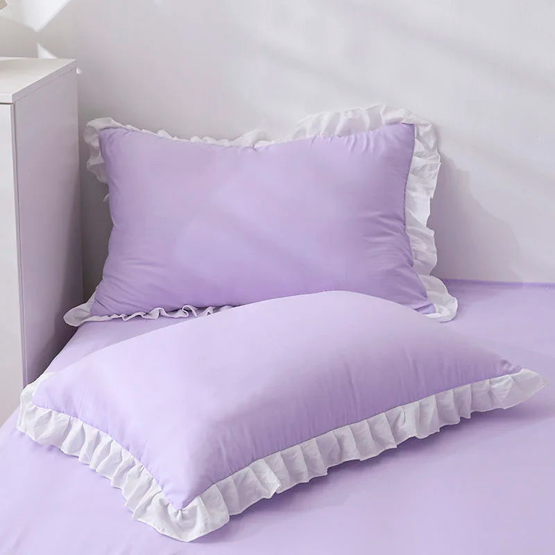 Ruffled Pillowcase Set – Shabby Chic Cottagecore Pillow Cover with Hidden Zipper