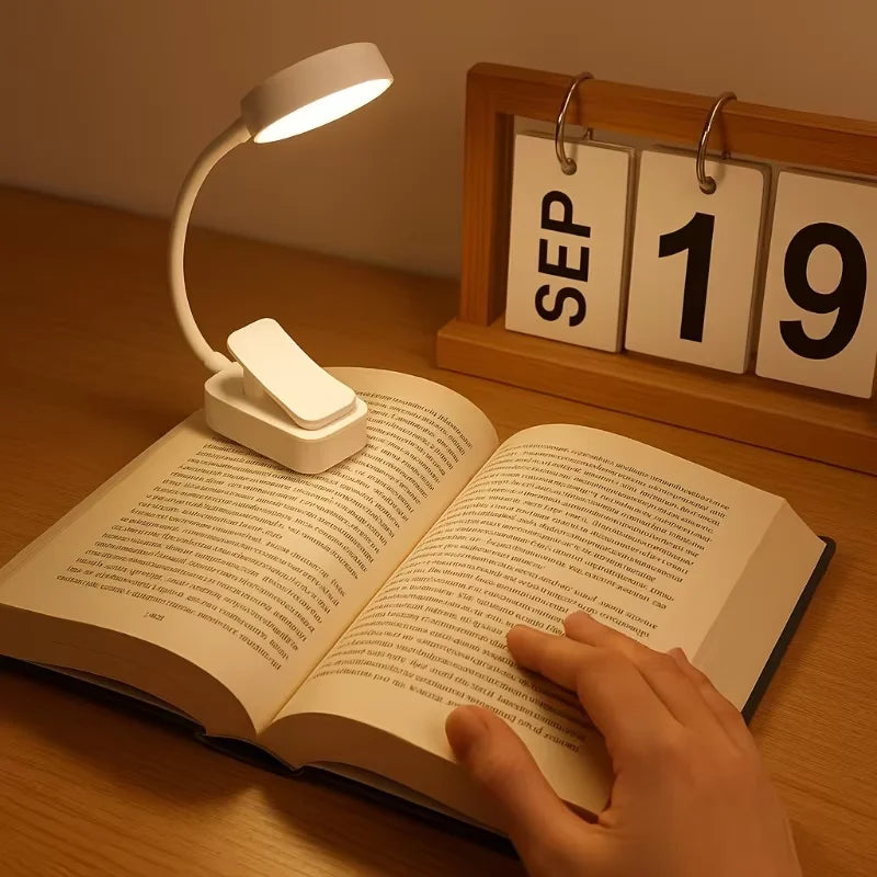 Rechargeable Book Light – USB Clip-On Reading Light, 3 Color Modes
