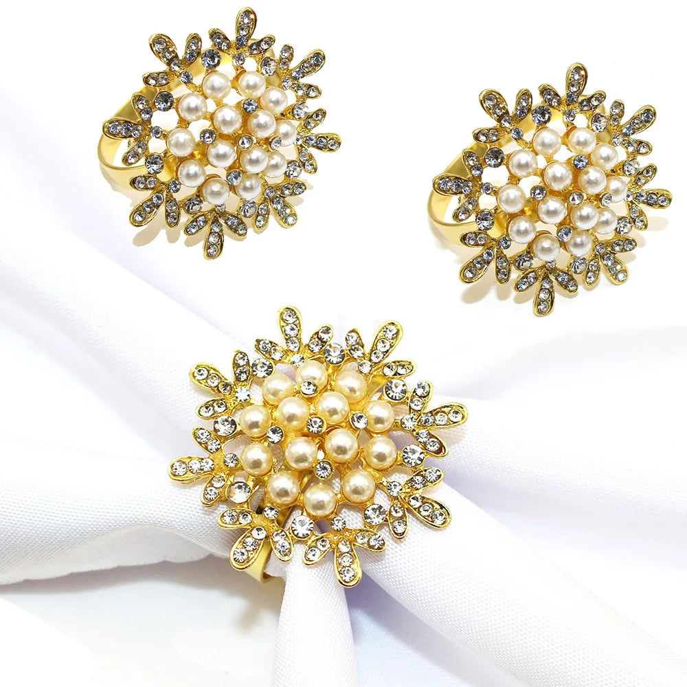 Gold Flower Napkin Ring – Elegant Table Decor for Weddings & Events