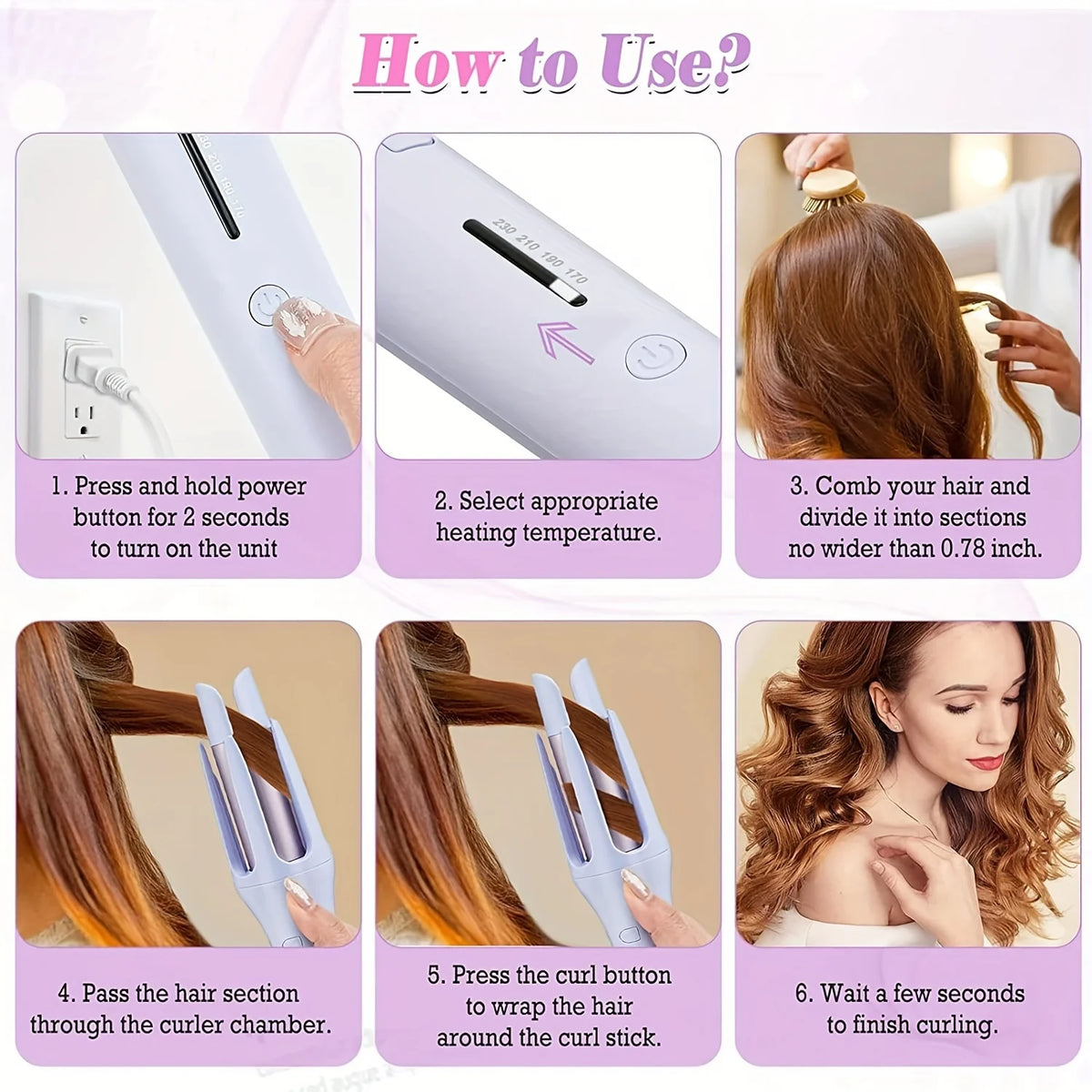 Automatic Hair Curler – Ceramic Rotating Curling Wand for Effortless Curls