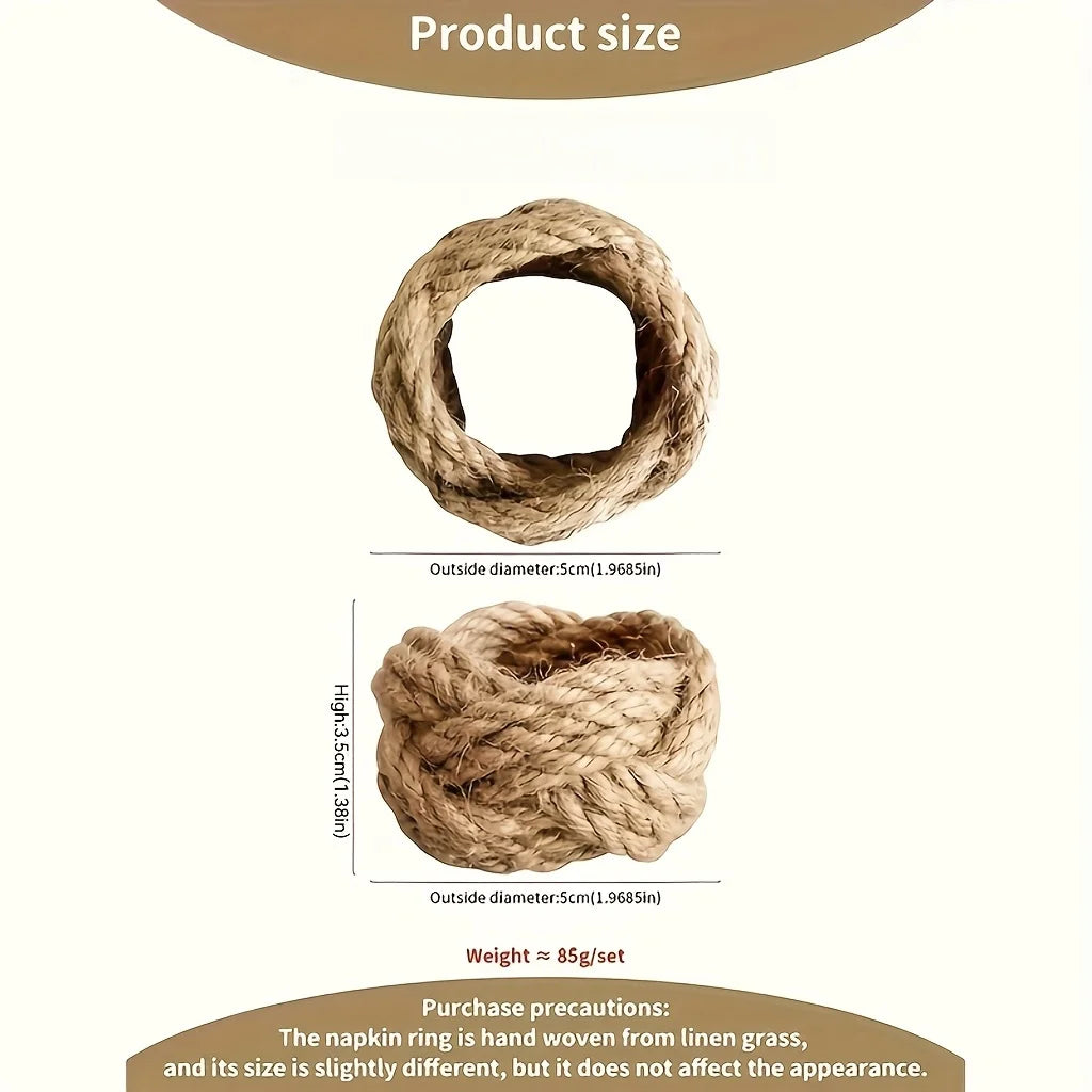 Linen Braided Napkin Rings – Handmade Flower Set of 12