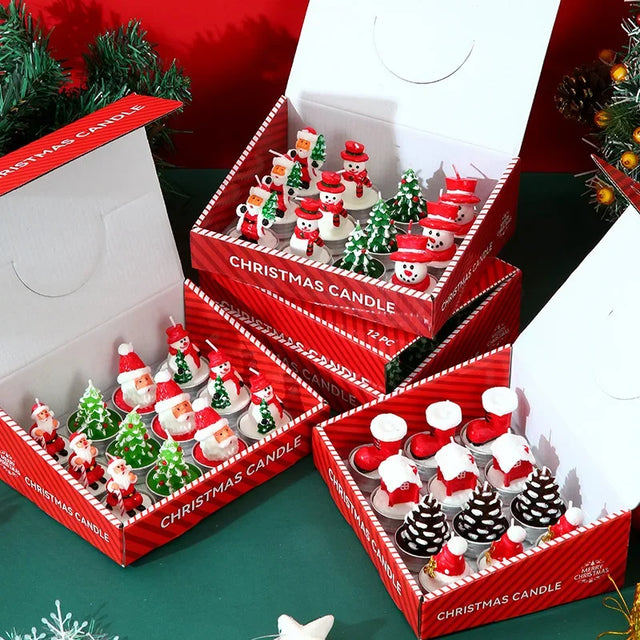 Hand-painted Christmas candle set