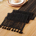 Crochet Lace Table Runner – Beige Christmas Table Decor with Tassels