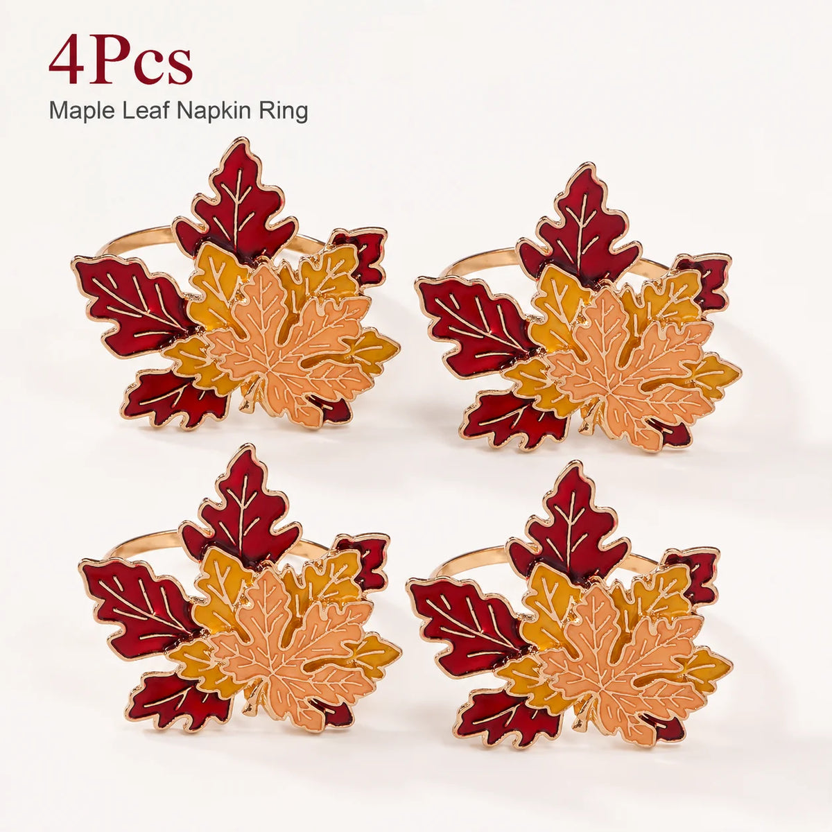 Maple Leaf Napkin Rings – Fall Thanksgiving Table Decor Set