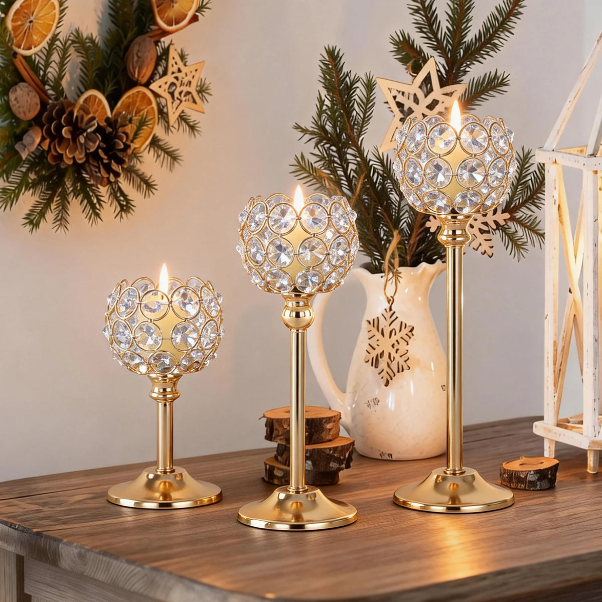 Glass Candle Holder – Gold & Silver Tealight Candlestick, 3 Sizes