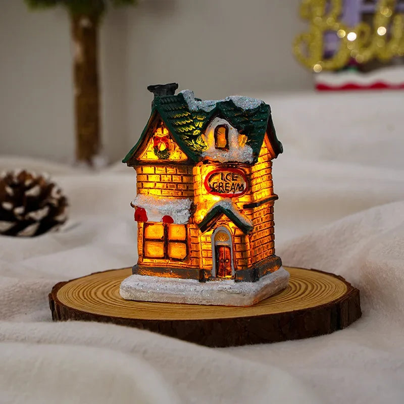 LED Snow Castle Ornament – Luminous Christmas Decoration