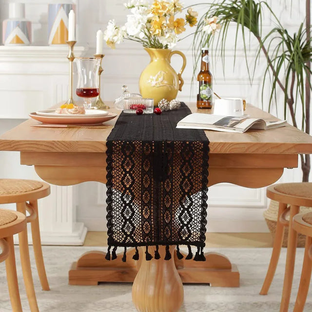 Crochet lace Christmas table runner