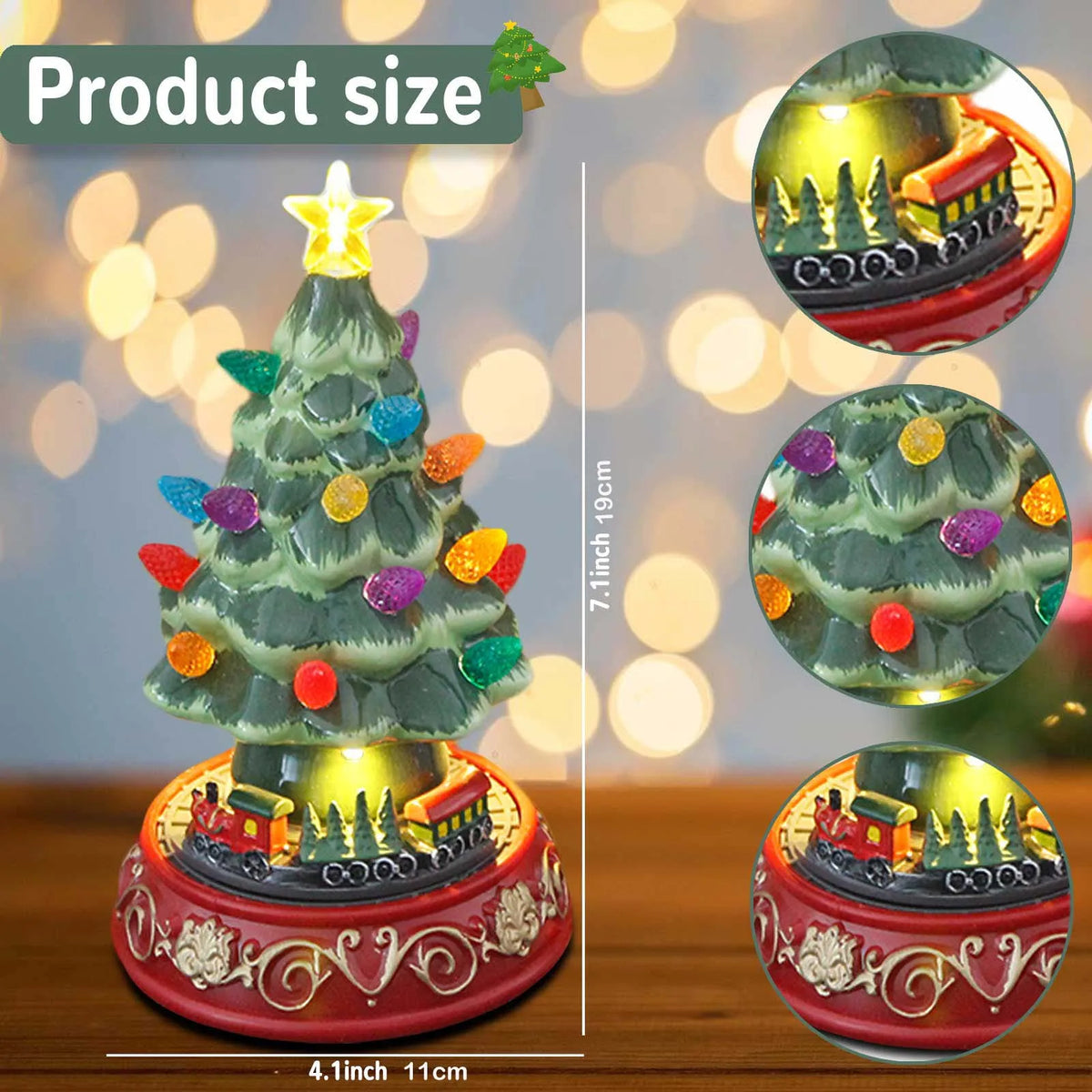 Ceramic Christmas Village Tree – LED Tabletop Holiday Decor