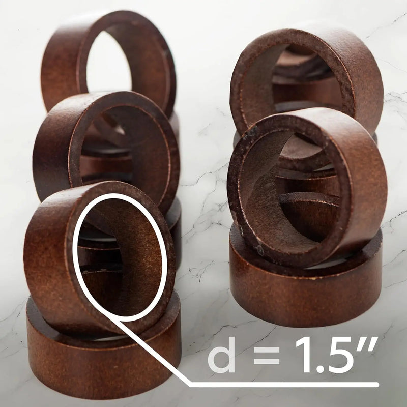 Natural wood napkin rings set of 12